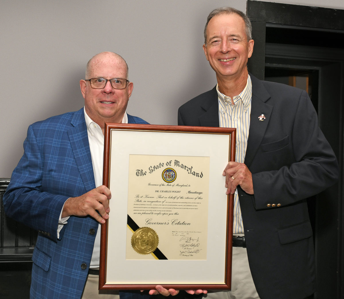 Citation presentation to retired SU President Charles Wight